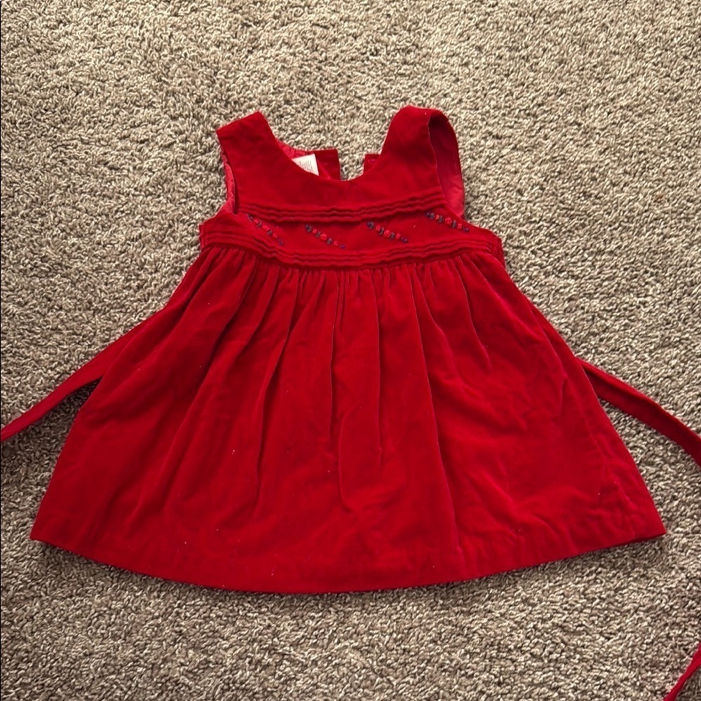 Vintage embroidered velvet baby girl dress